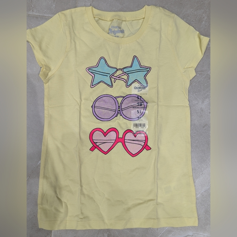 5/$35 NWT OshKosh B’gosh Yellow Sunglasses T-Shirt • Size 5T • 100% Cotton